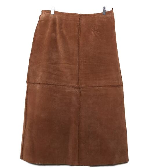Bagatelle Vintage 12P Suede Skirt Brown Preppy Heritage Quiet Luxury Look - Picture 1 of 4